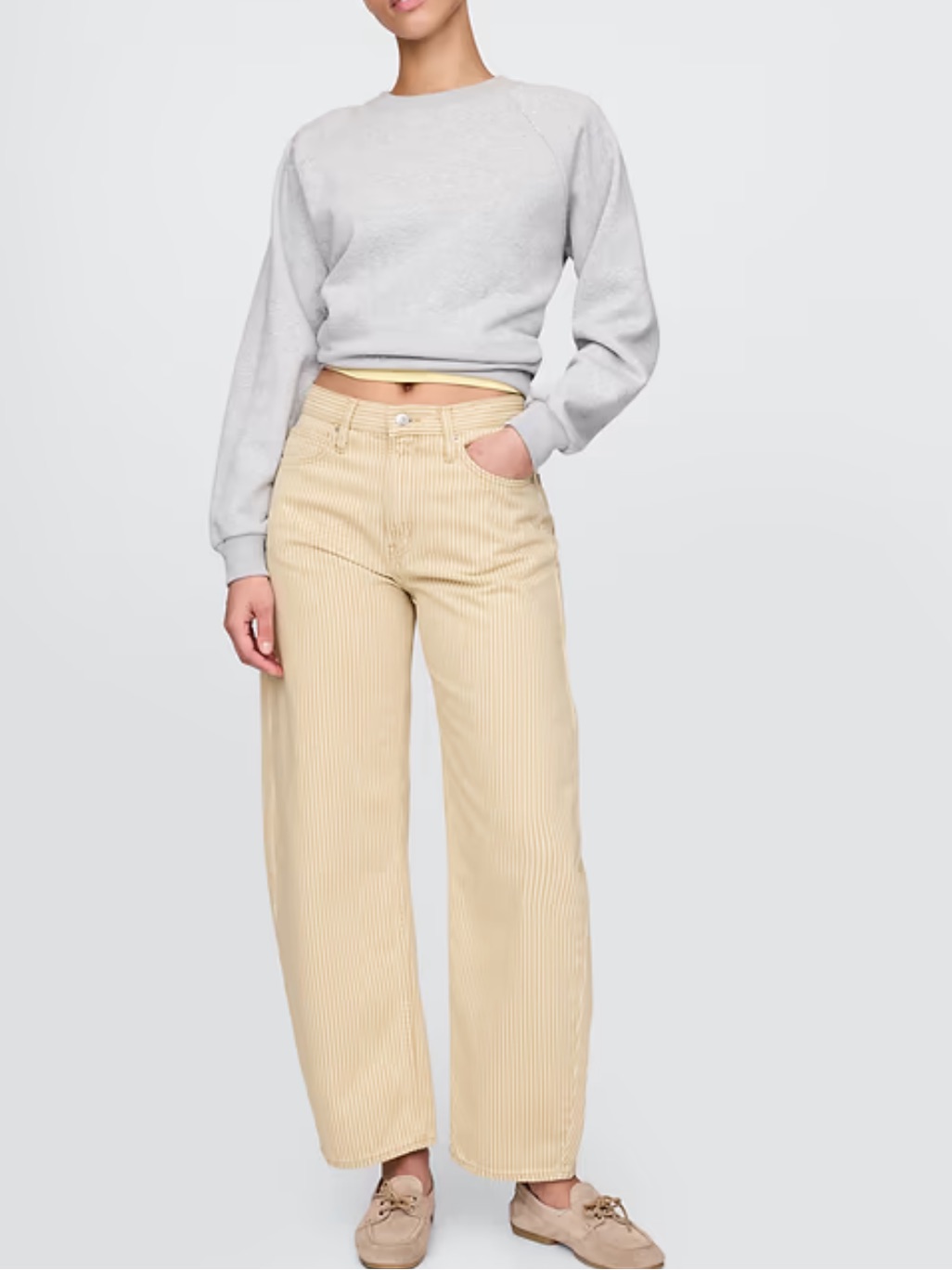 Gap Women's Khaki Stripe Barrel Jeans